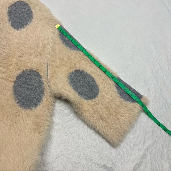 Anthropologie Moth Eyelash Polka Dot Long Cardigan Sweater XS/S Women’s Fuzzy - Picture 6 of 10